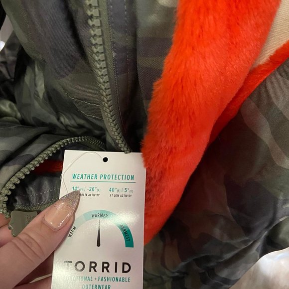 Torrid size 4 NWT Fur Lined Camo Parka - Picture 4 of 6